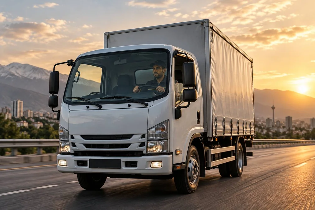 light truck in sunset